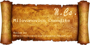 Milovanovics Csendike névjegykártya